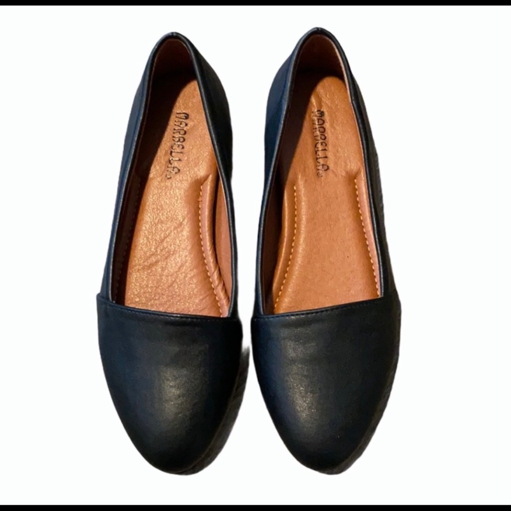 Marbella Black Vegan Leather Flats Sz 7